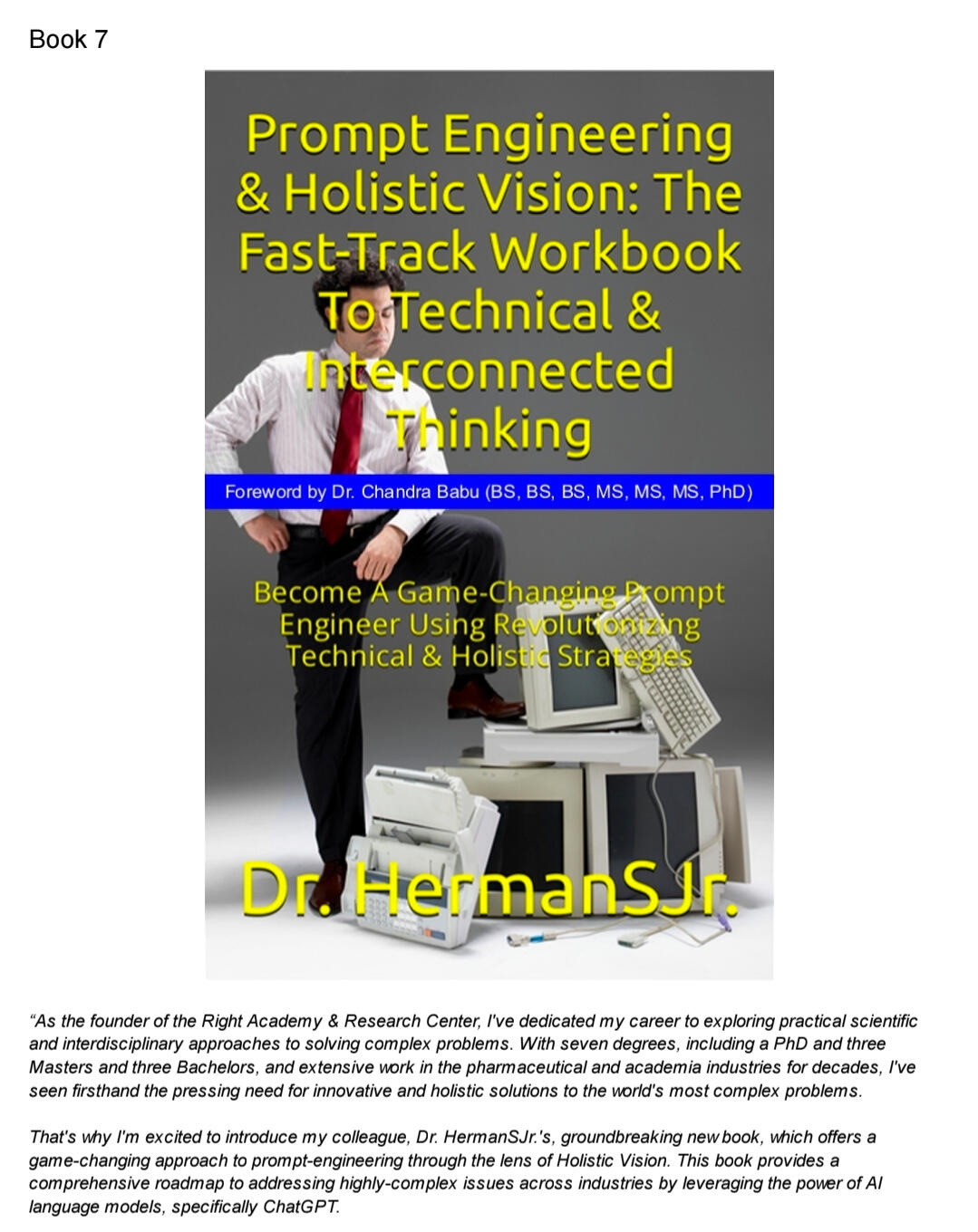 Forewords of Dr. HermanSJr.'s Books: Dr. Chandra Babu