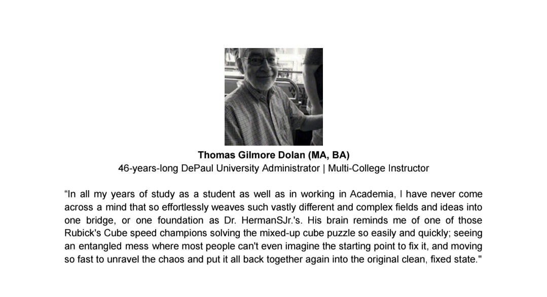 Testimonial For Dr. HermanSJr.: Thomas Gilmore Dolan