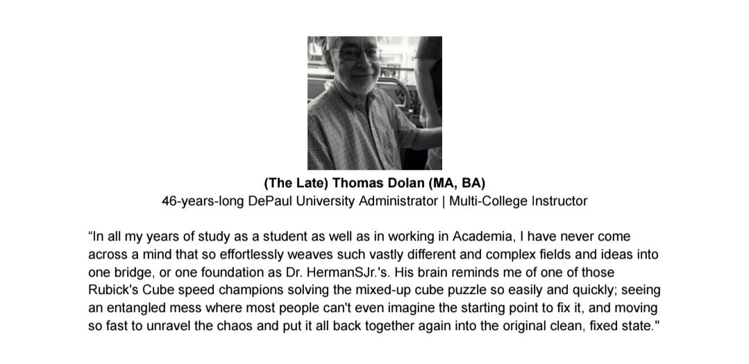 Testimonial For Dr. HermanSJr.: (The Late) Thomas Dolan